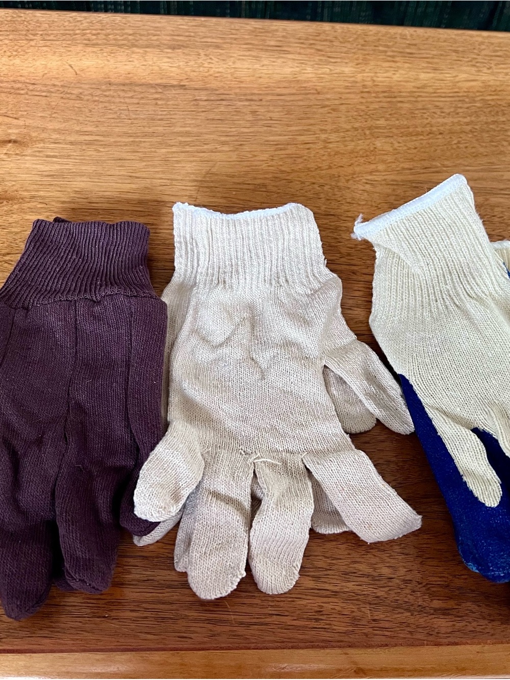 Men's Work Gloves - Beige and Brown Cotton Knit (3-Pack)